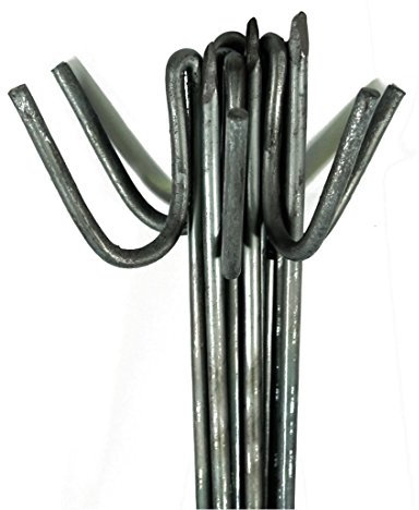 True Products Steel Fencing Pin | 1.25m | 8mm | Pack of 10 Pins with Shepherds Crook Head for Temporary Barrier Fencing and Garden Netting