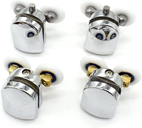 YuanQian Ersatz-Duschtür-Befestigungsräder in Chrom – 2 x oben und 2 x unten – passend für Glas 4–6 mm