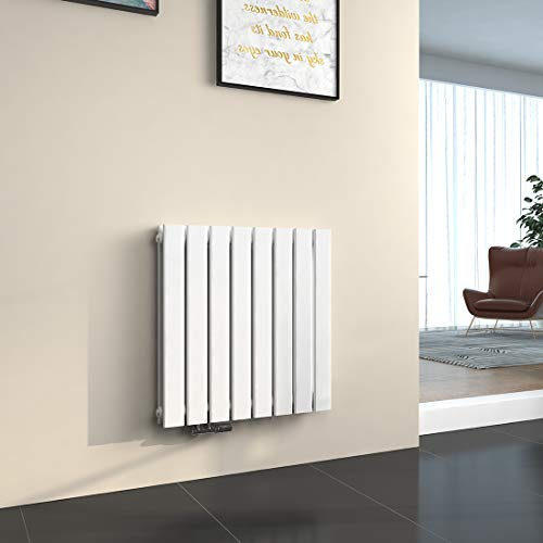 EMKE Heizkörper Horizontal 630x616 mm, Design Flachheizkörper mit Seitenanschluss, Doppellagig Weiß Paneelheizkörper Wandheizkörper für Bad, Schlafzimmer & Wohnzimmer, 805W