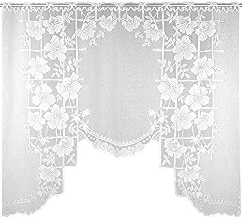 Arsvita M-Bogen Gardine weiß in den Maßen: 150 x 120 cm (BxL) - Design: Blumen