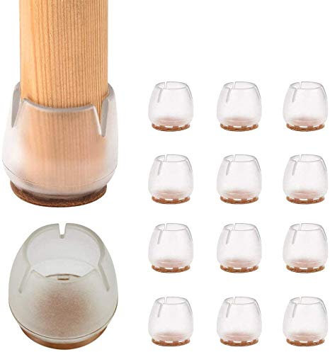 AeeYui 12PCS Housse de Chaise Table Antidérapant Silicone Embouts de Chaise Pieds Protecteur pour Jambes de Meubles Rondes et Carrés Sol Antidérapant 17-21mm
