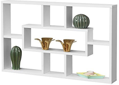 [en.casa] Wandregal Qinngua 77 x 10 x 48 cm Schweberegal mit 7 Ablageflächen Spanplatte Weiß