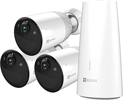 EZVIZ Battery CCTV Camera Systems with Base, No Subscription, Home Security Camera, Solar Panel Compatible, Color Night Vision, IP66, PIR Motion Detection, Two Way Audio, SD Card/Cloud (BC1 B3)