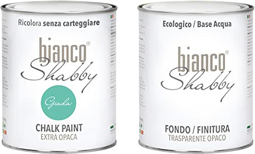 Chalk Paint Jade & Finish - Shabby Chic extra matt (1 Liter) + transparente Oberfläche (1 Liter)