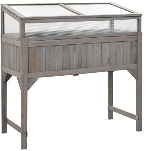Leepesx Hochbeet mit Gewächshaus, Gartenhaus, Tomatenhaus, Wintergarten, Treibhaus, Garten Zubehör, Tomatenzelt, Gartengewächshäuser, Glashaus, 110x54x120 cm Massivholz Tanne