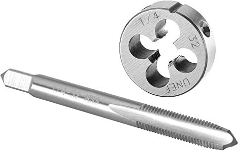 Burkit Jeu de tarauds et filières UNEF pour droitier, filetage 1/4 x 32 UNEF et matrice ronde