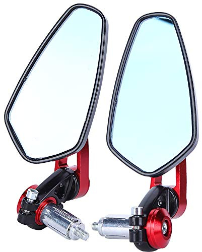 Seitenspiegel Motorrad - Aluminiumlegierung Motorrad Rückspiegel iversal Ersatz Für Die Meisten Motorräder Mit 7/8(22Mm) Lenkerende.(Rot)