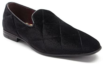 Thomas Crick Men's Gamble Velvet Dress Loafers Slip On Shoess Classic Tuxedo Dress Shoes Black