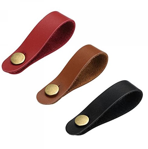 sourcing map Guitar Headstock Straps, Guitar Leather Neck Adapter Straps Tie Black Brown Red for Guitar, Pack of 3