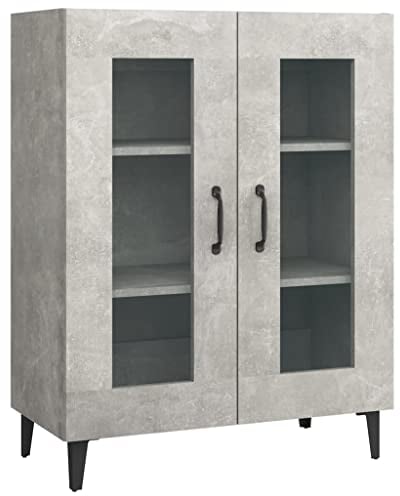 vidaXL Engineered Wood Sideboard - Multifunctional Storage Cabinet with Glass Doors and Stable Top Surface for Home Décor - Concrete Grey, Living Room/Bedroom Furniture