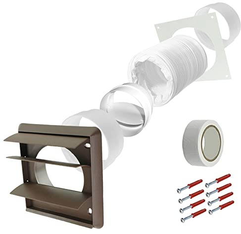 SPARES2GO Universal Tumble Dryer Vent Kit Non Return Flap Exterior Wall Venting (Brown, 4 / 100mm)