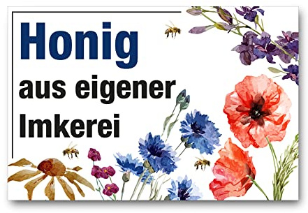 Apoidea – Honig aus eigener Imkerei Schild - Bienen Schild aus Kunststoff | Imkereibedarf - Bienenzubehör und Imkerzubehör - Imkerbedarf