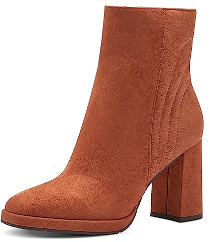 MARCO TOZZI Damen Stiefeletten mit Absatz Elegant Blockabsatz, Orange (Rust), 37
