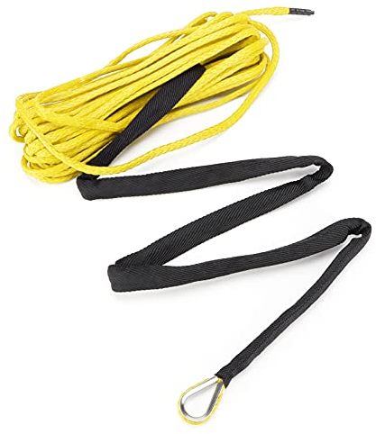 Corde de Remorquage, Câble de Treuil Synthétique en Nylon + Fibre de Polyéthylène 15 M 7700 Lb, Diamètre 6 Mm, pour la Plupart des Treuils de SUV, Camion, VTT, UTV (B (jaune))