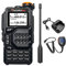 Wurui TXQ K5 Full Band walkie Talkie Profesional Adultos USB C Funda policia Largo Alcance Distancia 10km UHF VHF (K5 con micrófono)