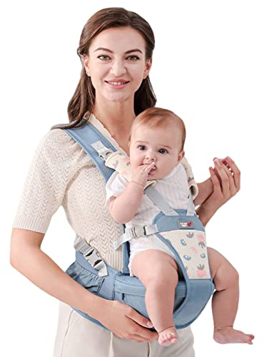 SONARIN Semplice Hipseat Marsupio,Marsupio Neonati con Sedile Multifunzionale Traspirante Portantina Ergonomico Porta Bambino Fascia Porta Bebè per Neonati Bambini 0-36 Mesi(Blu)