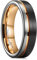 King Will LOOP Tungsten Carbide Wedding Band 6mm Rose Gold Line Ring Black and Silver Brushed Comfort Fit 9