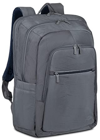 Rivacase Eco Laptop Rucksack 17.3 Zoll - wasserdichter moderner Tagesrucksack aus recyceltem Kunststoff - für Männer und Frauen, Urban Backpack für Business, Reisen, Sport, Uni, Schule (grau)