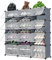 YIHATA Schuhregal für 48 Paar Schuhe Schuhschrank mit 3 x 8 Stufiger, Schmal, Staubdichter Kunststoff Schuhregale für Flur Schlafzimmer Eingang, mit Türen 30 x 40 x 30 cm pro Fach, Grau