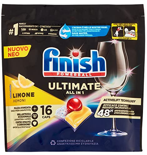 Finish Ultimate All In One Lemon pastilles lave-vaisselle 16 lavages 206,4 g