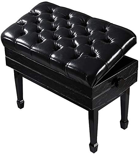 IBOWZ KlavierhockerKlaviersitz mit Stauraum, höhenverstellbar, doppelte Klavierbank, PU-Kissenhöhe: 55–65 cm