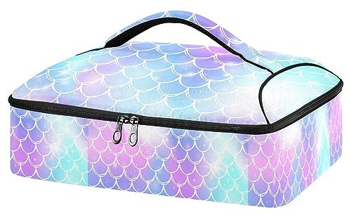 Kcldeci Isolierte Auflaufform, Prinzessin, Meerjungfrau, Kawaii, Regenbogen-Waage, Auflaufform, Tragetasche für heiße oder kalte Speisen, isolierte Kasserolle, Tragetasche, für Picknick, Cookouts,