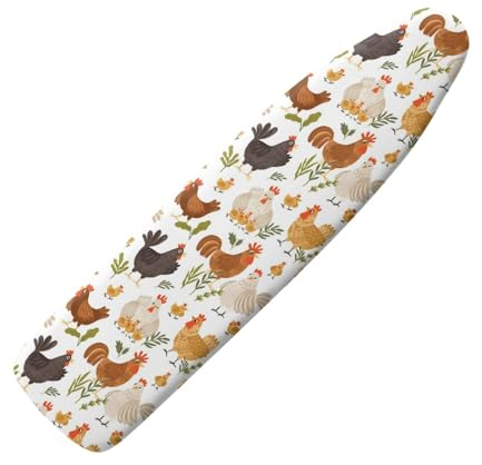 TOADDMOS Chicken Print Ironing Board Covers Easy Fit with Elastic Strap,Scorch Resistant Padding Ironing Board Covers