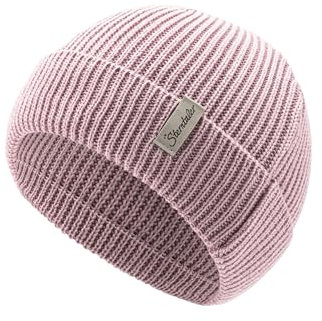Sterntaler Strickmütze mit Umschlag - Klassische Mädchen Beanie aus Baumwollmischgewebe - Winter Babymütze mit Rippstrickmuster - Rosenholz, 49