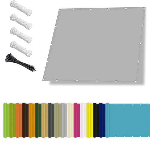 Sonnensegel wasserdicht 4x7M,Sonnenschutz- und Wetterschutz-Markise, UV-Schutz Schattiernetz mit Ösen und Kordel für Garten und Terrasse-Hellgrau