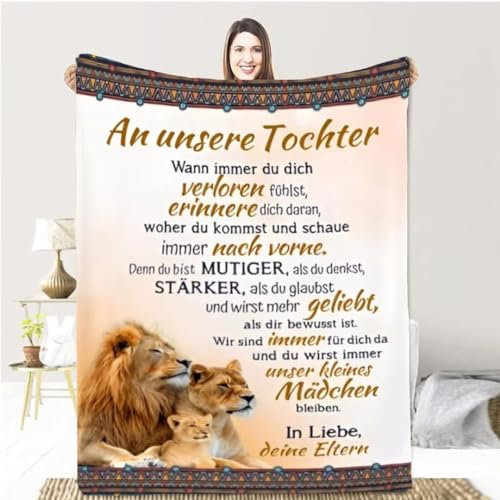 Persönliche Kuscheldecke für Unsere Tochter - Super Weiche Flanelldecke als Geschenk für Geburtstag, Weihnachten oder Graduierung
