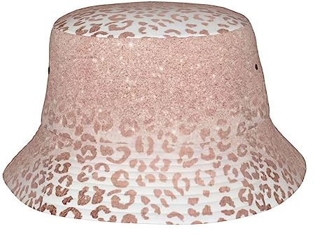 NEZIH Abstrakter Kunstdruck, niedlicher Fischerhut, Sonnenhut für Damen, Sommerhut, Reisen, Strand, Angelmütze, Roségold Glitzer, Einheitsgr��e