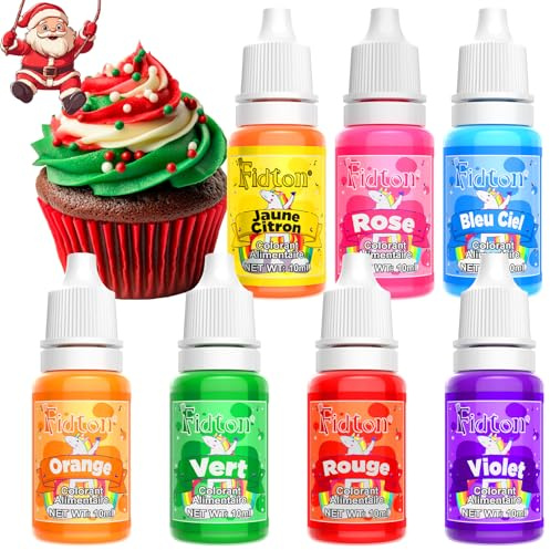 Colorant Alimentaire Gel - 7 Couleurs Colorants Alimentaires Hautement Concentré, Colorant Alimentaire pour Macarons, Gâteaux, Colorant Alimentaire Rouge pour Gâteau Velours Rouge - 10 ml