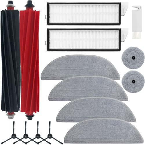 HomeTimes - Ricambi per robot aspirapolvere Roborock S8 MaxV Ultra con 2 spazzole in gomma, 2 filtri HEPA, 6 cuscinetti per mouse, 4 spazzole laterali, 14 pezzi