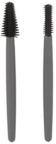 Verdant Touch Brosse à mascara en silicone avec brosse à mascara réutilisable et lavable, boîte de rangement pour cotons-tiges gris, organisateur transparent, pinceau de maquillage portable dans un