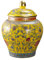 Obriskus Chinoiserie Ingwerdose, Porzellanornamente - Blaue dekorative Keramikdose mit Deckel for traditionelle Wohndekoration, Tee, Trockenfrüchte und Müsliaufbewahrung(Color:Gelb)