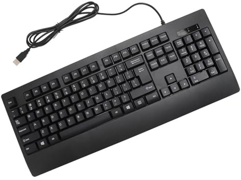 Plyisty USB Wired Keyboard, 104 Keys Quiet Keyboard, Plug & Play, Office Computer Keyboard for OS X, for Linux Laptop Desktop