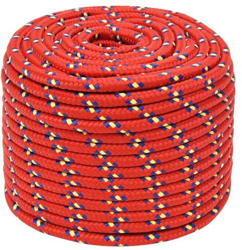 Homgoday Corde rouge 12 mm 100 m en polypropylène, corde, corde de travail, corde multi-usages pour activités de plein air, corde, corde multi-usages ameublement