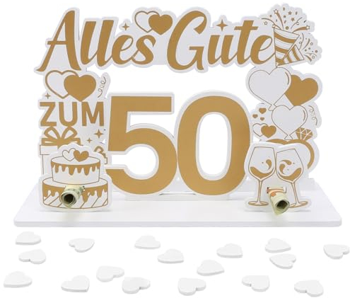 LOHAME Geldgeschenke Goldene Hochzeit Alles Gute zum 50 Hochzeitstag Geld Geschenk Holz Hochzeitsdeko Goldhochzeit Tischdeko Kreative Gold Hochzeitsgeschenke für 50. Jahrestag 50 Jubiläum
