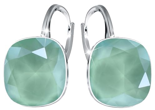 Elegante 925er Silber Ohrringe - mit Marken Kristalle - Hypoallergene Geschenkidee Hochwertiger Schmuck für Frauen (Mint Green)
