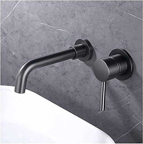 An der Wand montierte Badezimmerarmaturen, Waschbeckenarmatur, Einhebel-Badarmatur, Wandmontagearmatur mit geteiltem Griff aus massivem Messing, Waschtischmischbatterie aus Messing, Waschtis