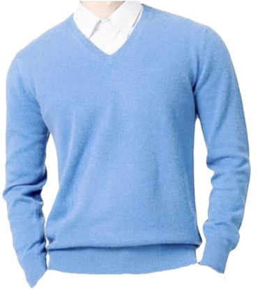 REHJJDFD Men Cashmere Cotton Blended Pullover Men Sweater Warm Sweater Jumper Men's Knitted v-Neck Sweater