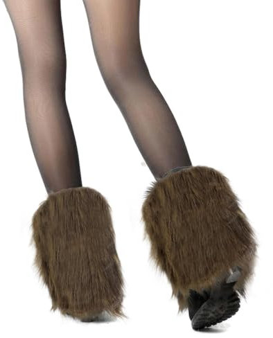 SwirlColor Legwarmer Damen, Braun Beinwärmer Weiche flauschige Kunstpelz Frauen Mode Boot Manschette im Winter 20cm/7.87in
