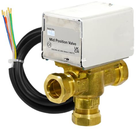 SPARES2GO 3 Port Mid Position Valve 28mm Motorised Central Heating/Boiler System Control