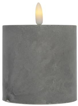 Marrakesch Industrial Deko LED Kerze Stumpenkerze in Zement Design 8 x 11cm | Outdoor Flackernde Led Kerzen Batteriebetrieben mit Timerfunktion für Kerzenständer Baddeko & Weihnachtsdeko