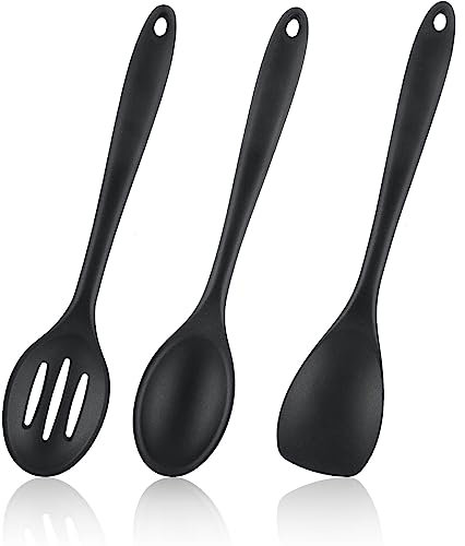 3 Pezzi Cucchiaio Silicone Cucina, Mestoli Cucina Silicone, mestolo cucina silicone, Mestolo Silicone,Cucchiaio Antiaderente, Resistente al Calore, Cucchiai per Mescolare