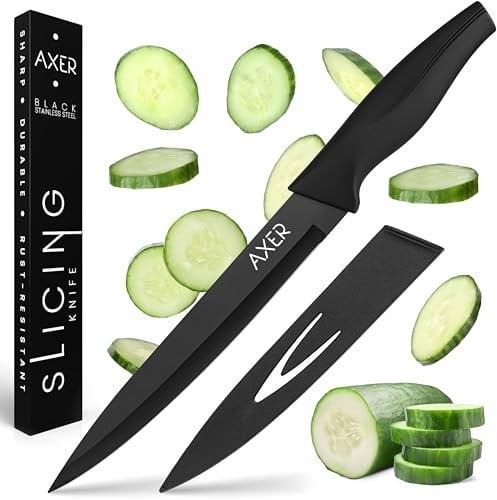 Axer Couteau de Cuisine Professionnel 20 cm - À Trancher avec Étui et Boîte - Découper, Saumon, Jambon