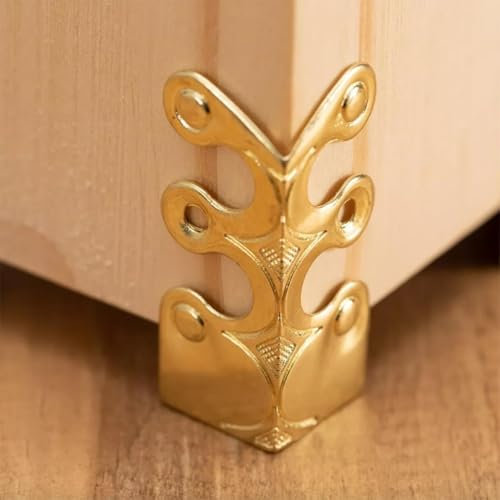 6 Stück Sockelleisten Vintage Metall Eckschutz Massiv Messing Sockelleiste Eckschutz Sockelleiste Eckschutz Vintage Metall Eckschutz (Gold)