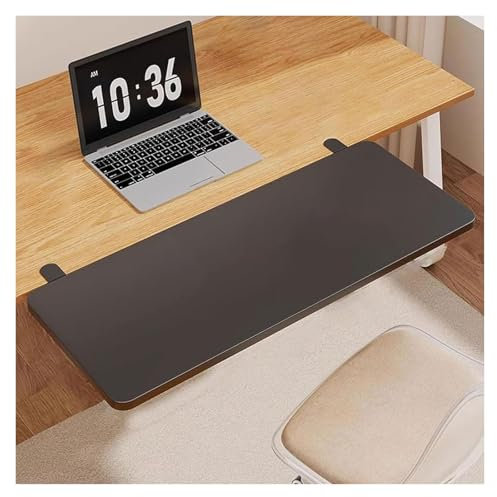 Under Desk Keyboard Tray,Ergonomics Desk Extender Tray,Table Mount Armrest Shelf,Clamp On Keyboard Table Mount,Foldable,Punch-Free,Clamp On Keyboard Platforms Armrest Wrist Rests(Black,L 60*W 20cm)