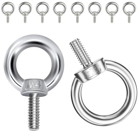 Ringschraube, M4 Ösenschrauben, 304 Edelstahl Augenschraube, Ring Augenbolzen, Metrisch Ringbolzen, Hardware Ringschrauben, Augbolzen zur Befestigung und Aufhängung, 10 Stück