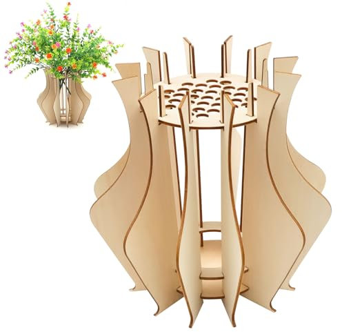 QEEYON Vaso per Fiori Lego, Vasi in Legno per Set di Costruzione di Bouquet Lego per Rose Lego, Fiori di Ciliegio, Girasole, Tulipani, Narcisi,Regalo per Gli Lego Amanti (33 Buche)
